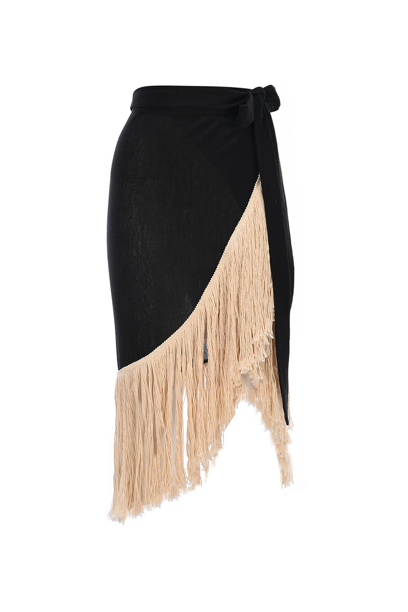 Maison La Plage Maya Fringed Skirt Black