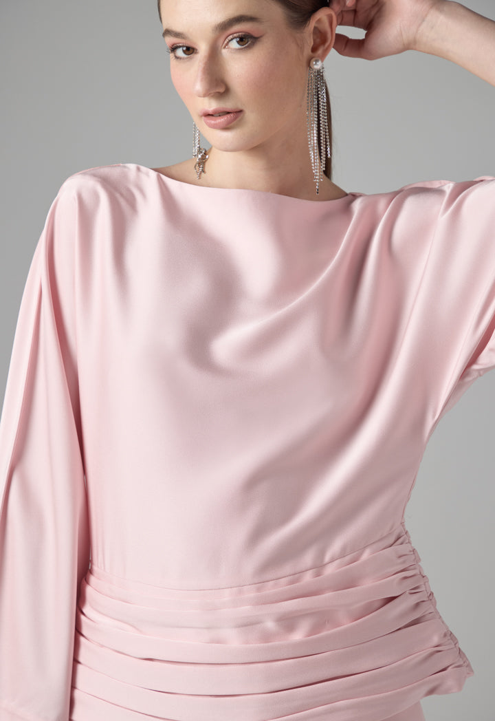 Choice Single Tone Pleated Blouse Pink