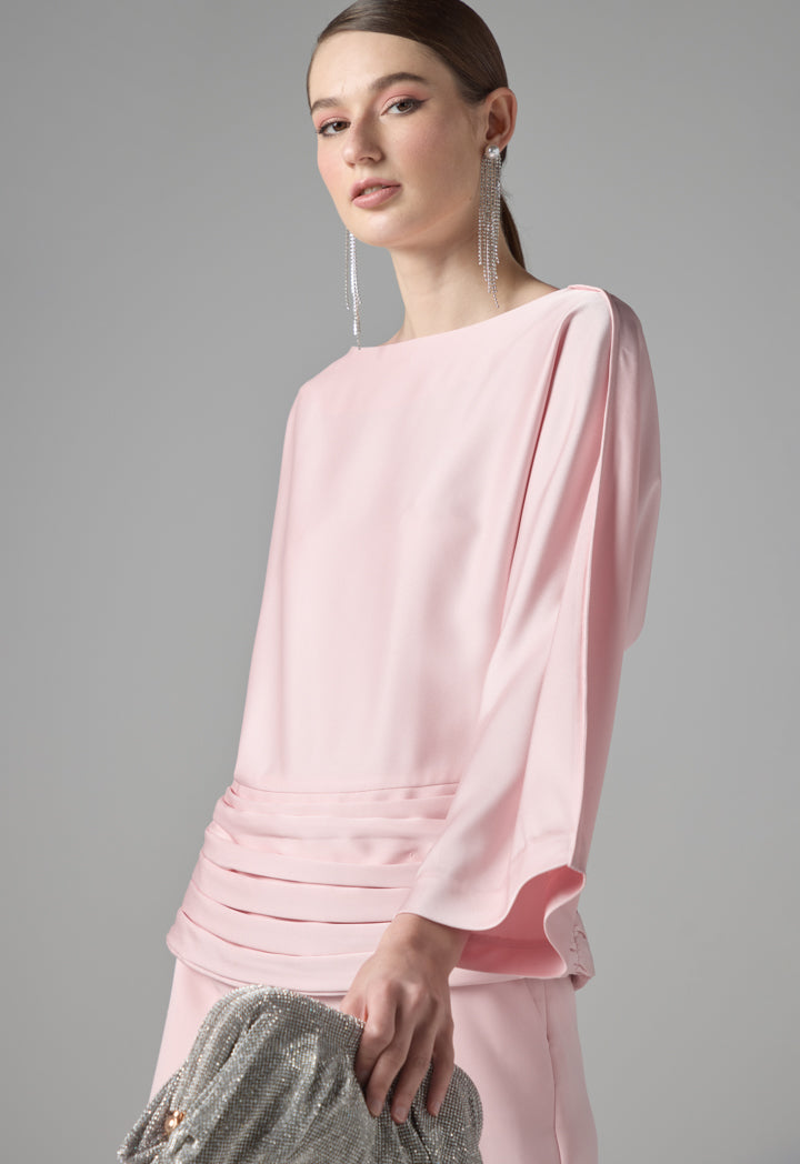 Choice Single Tone Pleated Blouse Pink