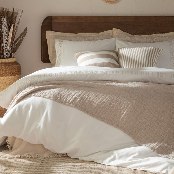 Chakra Perla Duvet Cover Set Kng Ecru