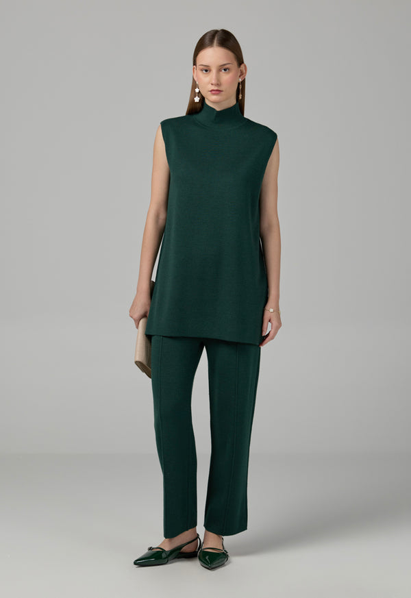 Choice Basic Sleeveless Knitted Top Green