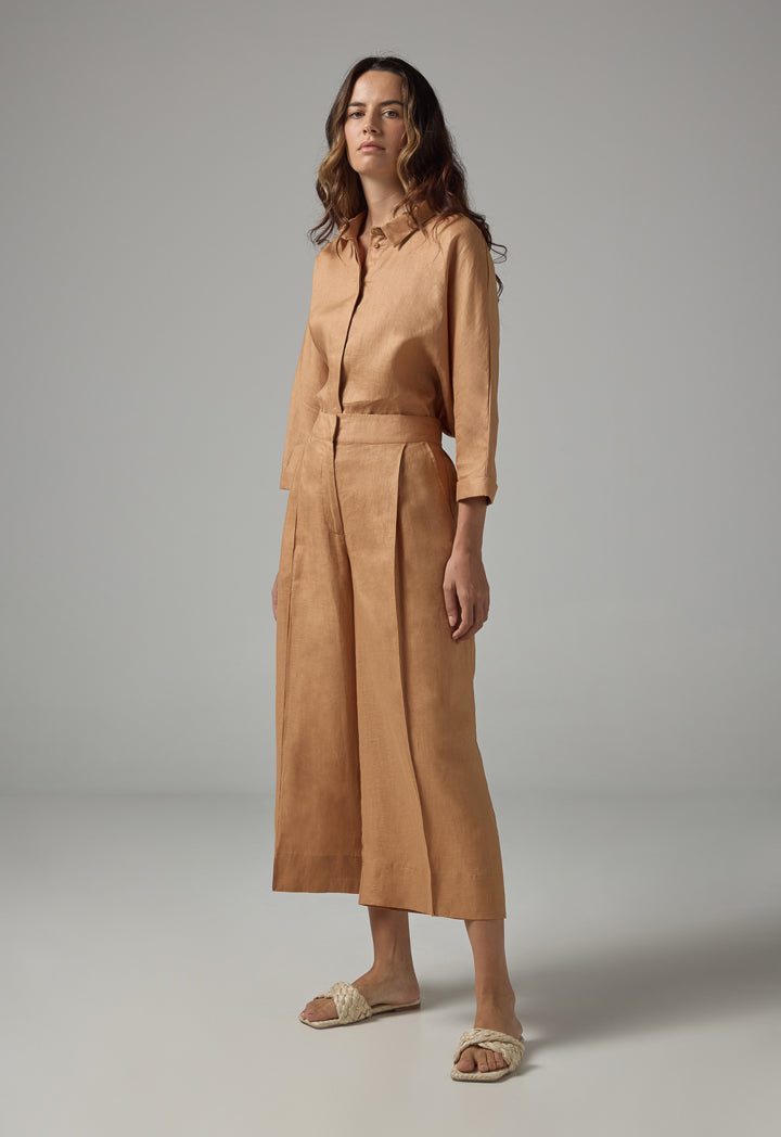 Choice Wide Leg Basic Trousers Caramel