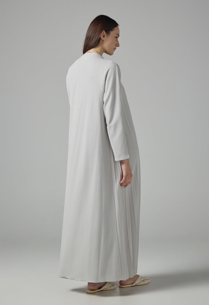 Choice Open Front Pleated Outerwear Grey
