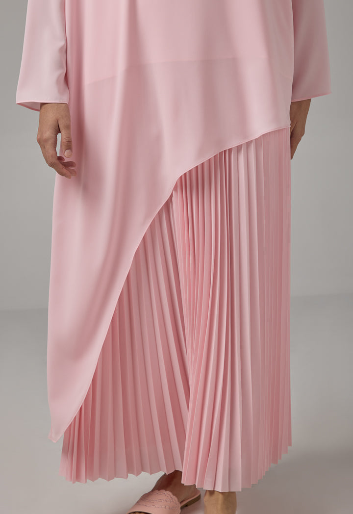 Choice Long Sleeve High-Low Basic Blouse  Pink