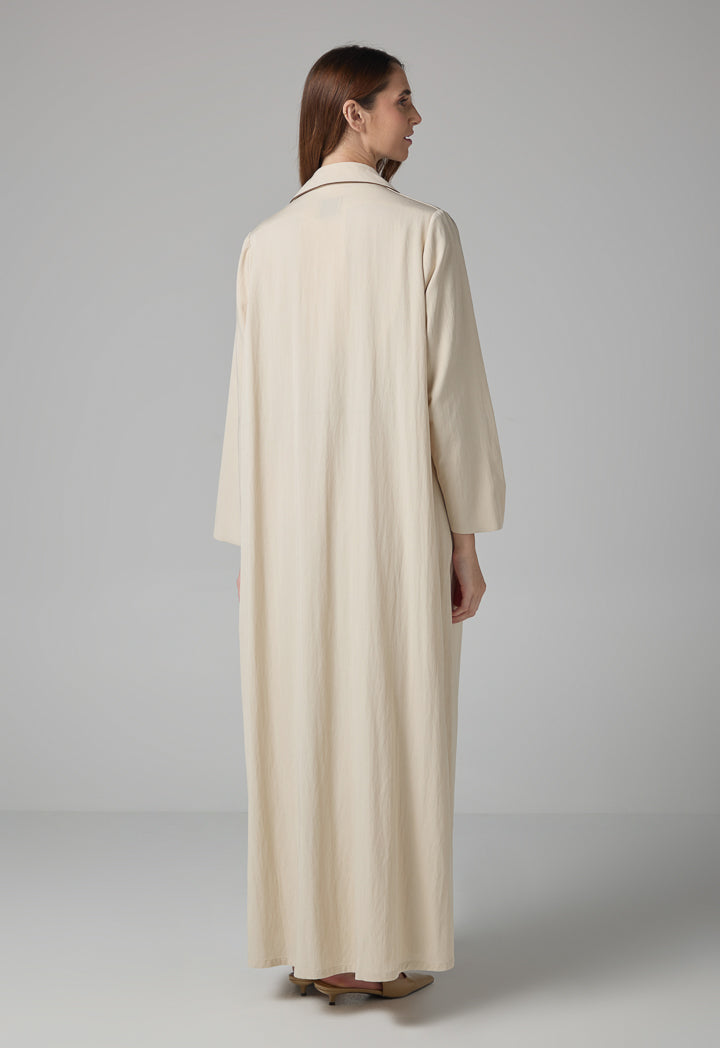 Choice Solid Oversize Maxi Open Abaya With Hijab Beige