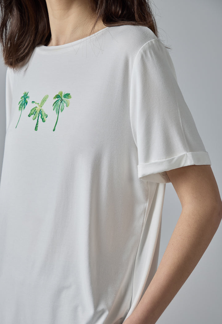 Choice Printed Motif Short Sleeve T-Shirt Off White