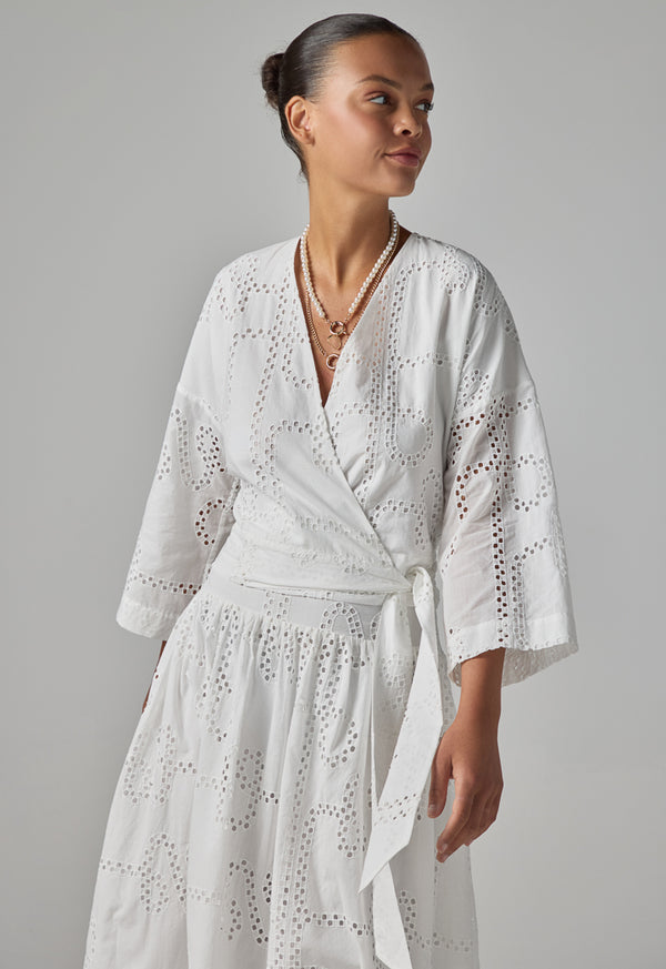 Choice Solid Allover Schiffli Jacket Off White