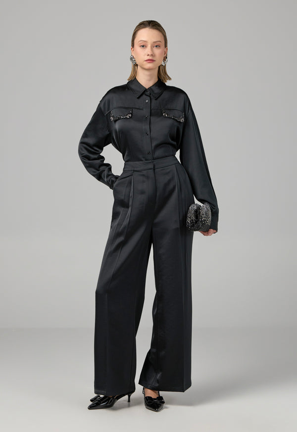 Choice Basic Wide Leg Trousers Black