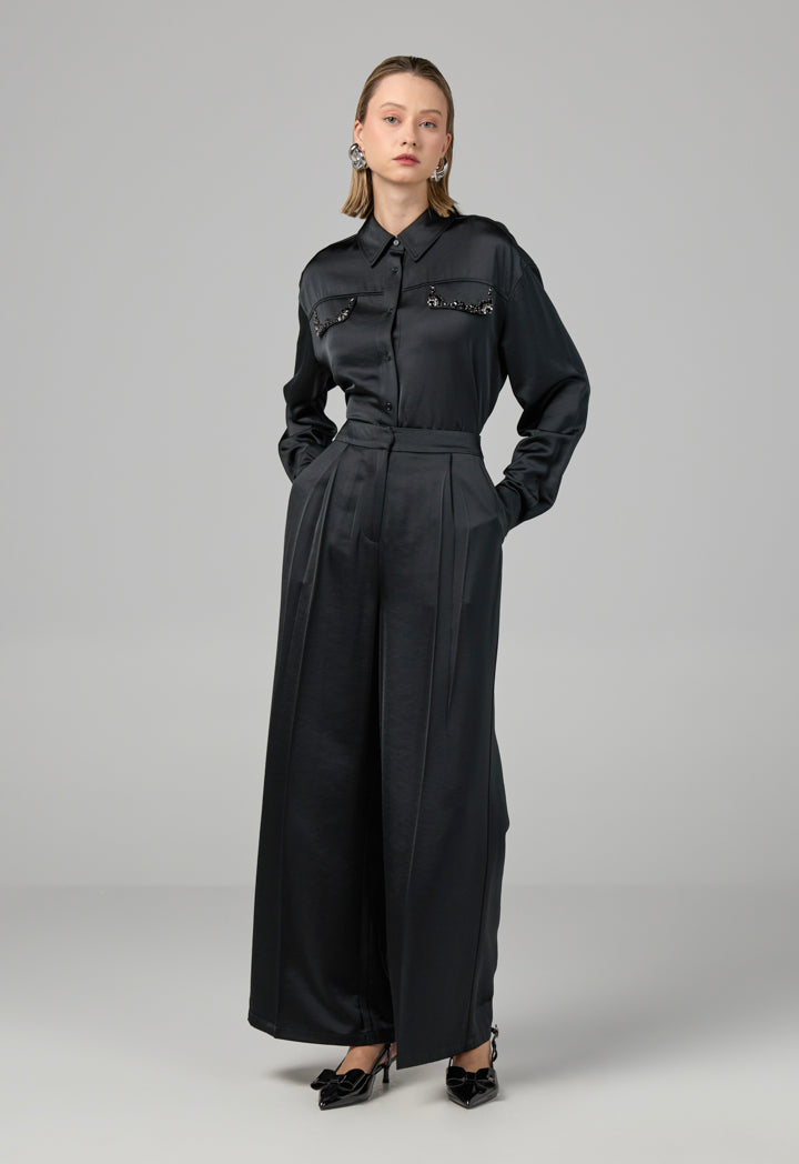 Choice Basic Wide Leg Trousers Black