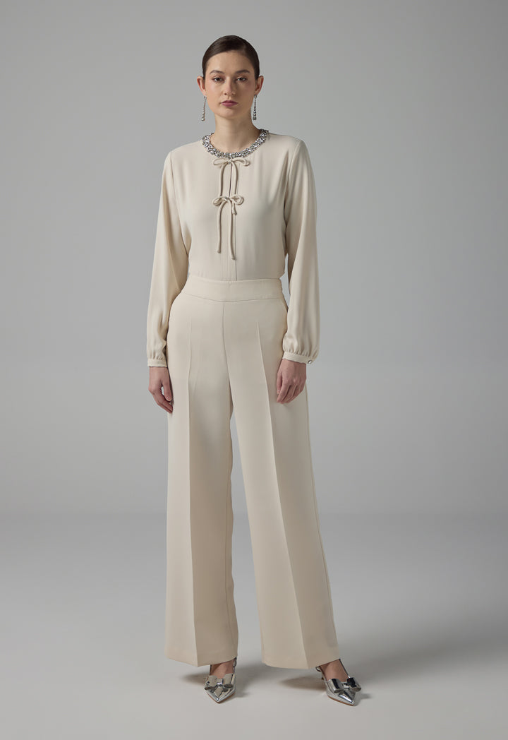 Choice Basic Wide Leg Trousers Sand
