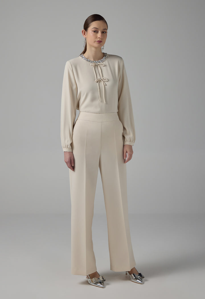 Choice Basic Wide Leg Trousers Sand