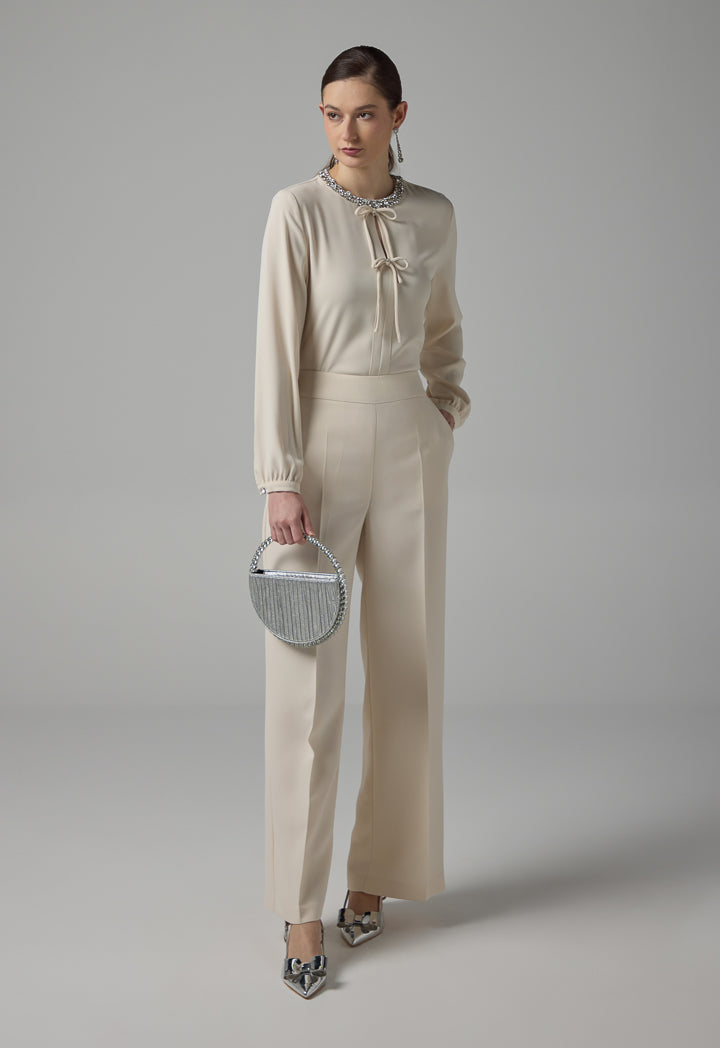 Choice Basic Wide Leg Trousers Sand