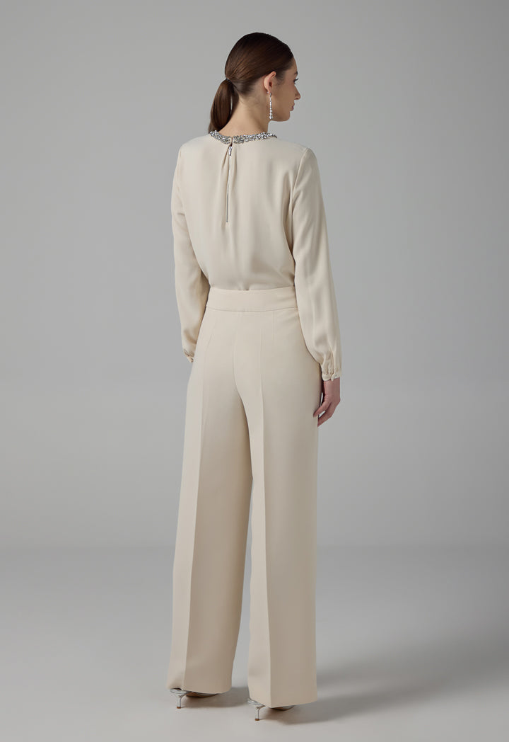 Choice Basic Wide Leg Trousers Sand