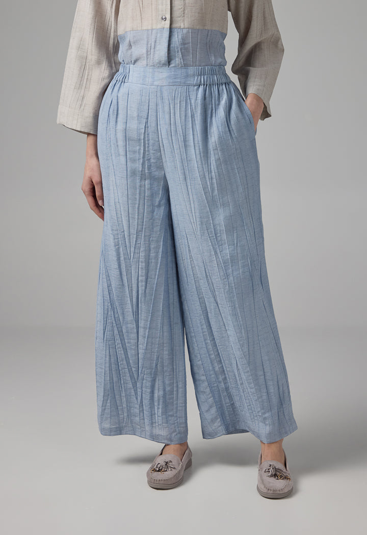 Choice Elasticated Waist Straight Wide Cut Trousers Blue