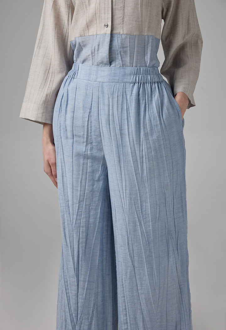 Choice Elasticated Waist Straight Wide Cut Trousers Blue