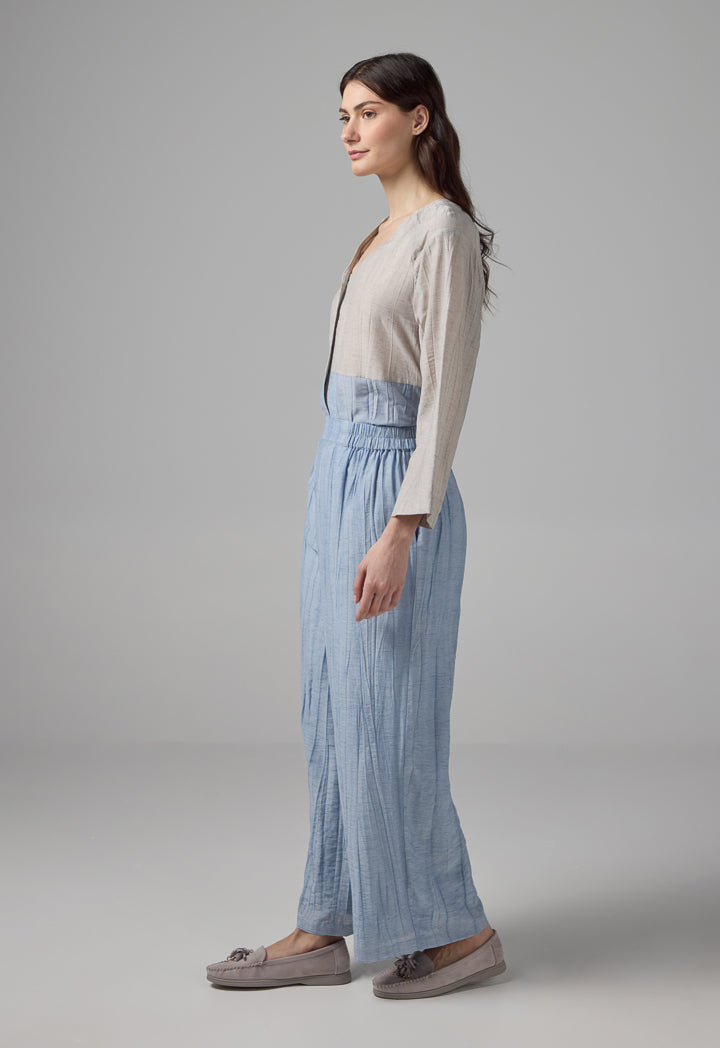 Choice Elasticated Waist Straight Wide Cut Trousers Blue