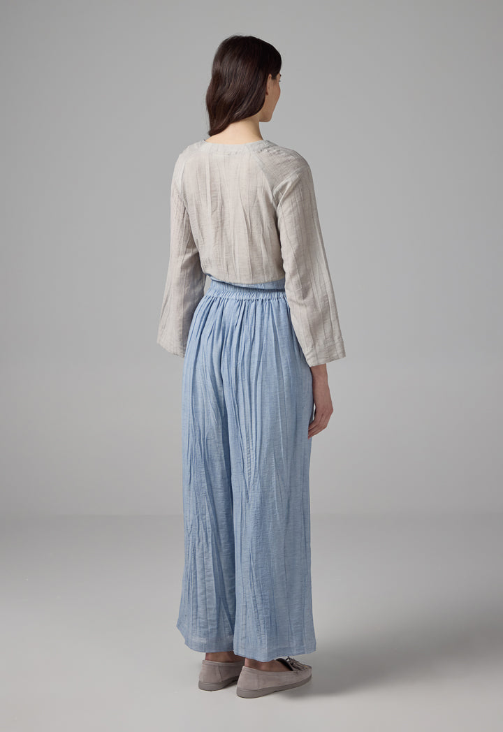 Choice Elasticated Waist Straight Wide Cut Trousers Blue