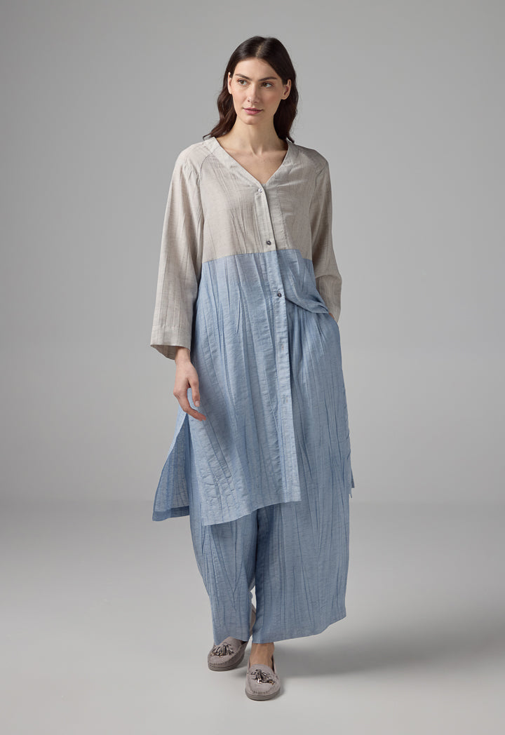 Choice Elasticated Waist Straight Wide Cut Trousers Blue