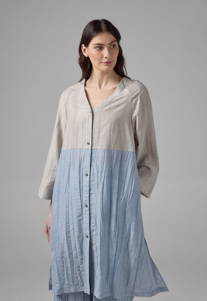 Choice Contrast Textured Midi Jacket Multi Color