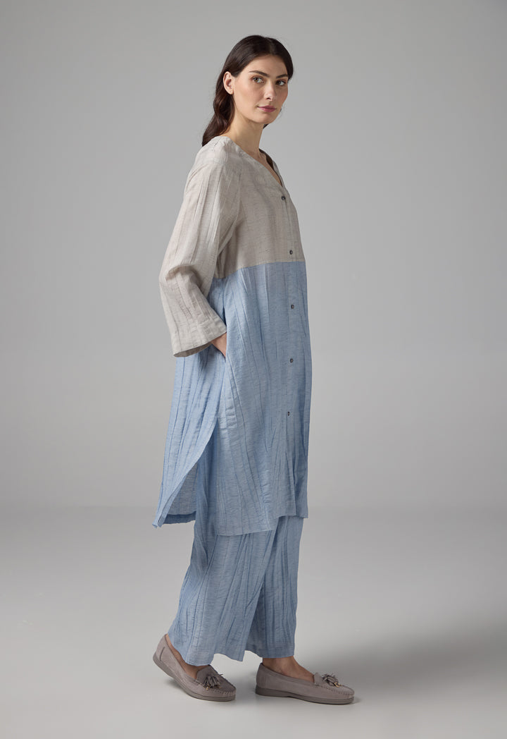 Choice Contrast Textured Midi Jacket Multi Color