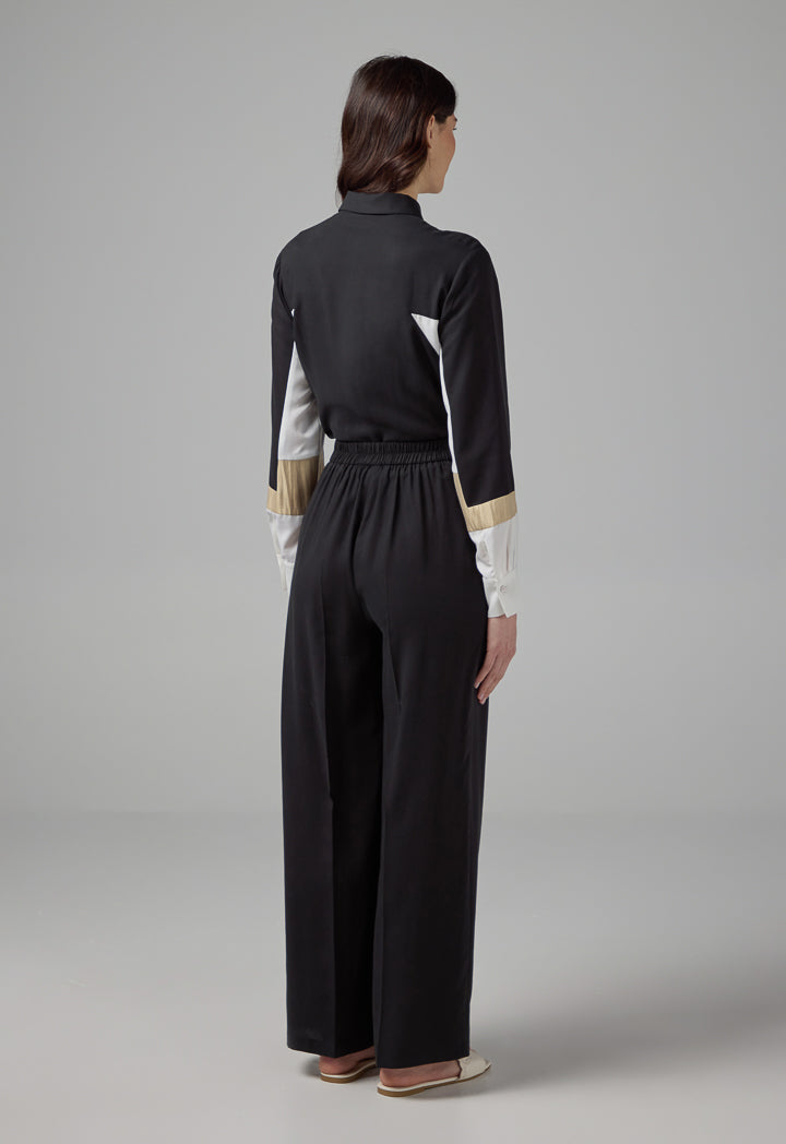 Choice Solid Straight Wide Leg Trousers Black