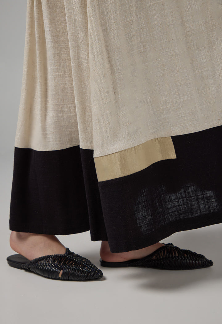 Choice  Elasticated Waist Pleated Skirt Beige