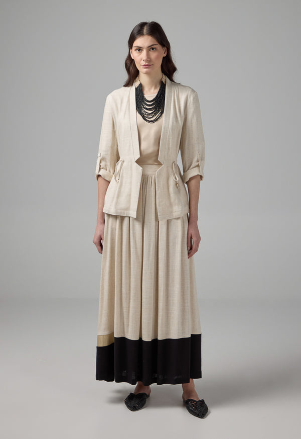 Choice Side Pockets Drawstring Waist Jacket Beige