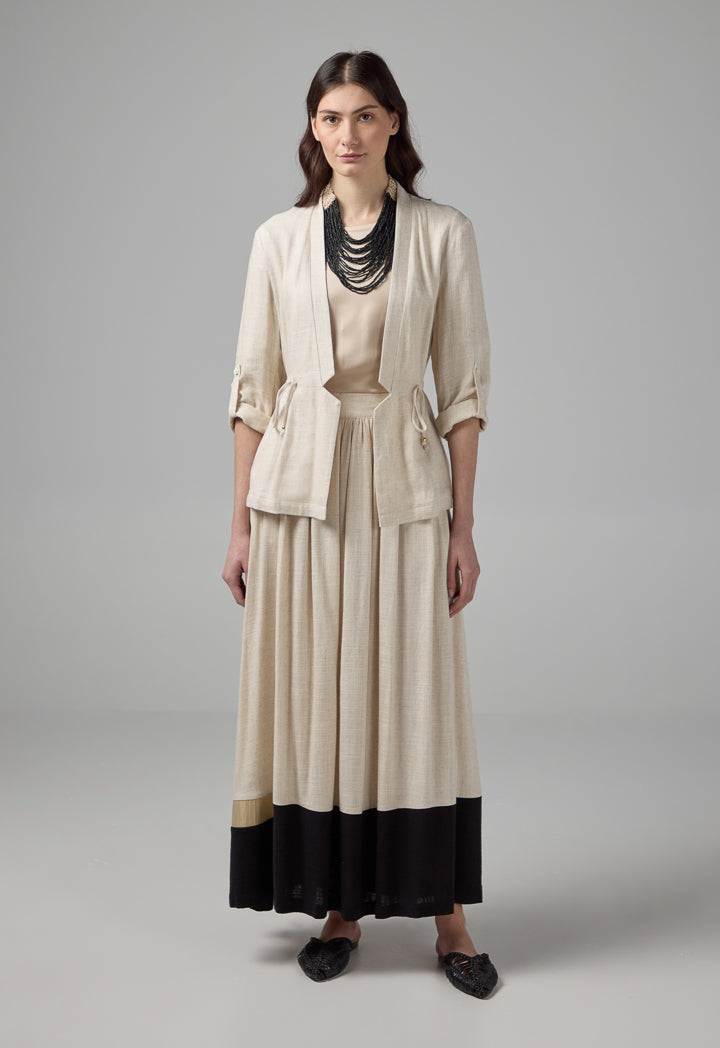 Choice Side Pockets Drawstring Waist Jacket Beige