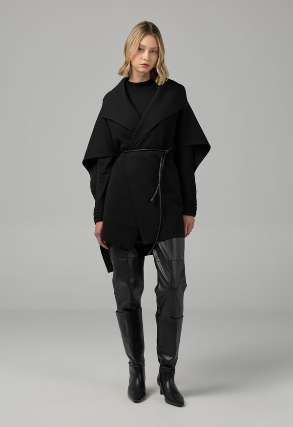 Choice Solid Knitted Cape Black