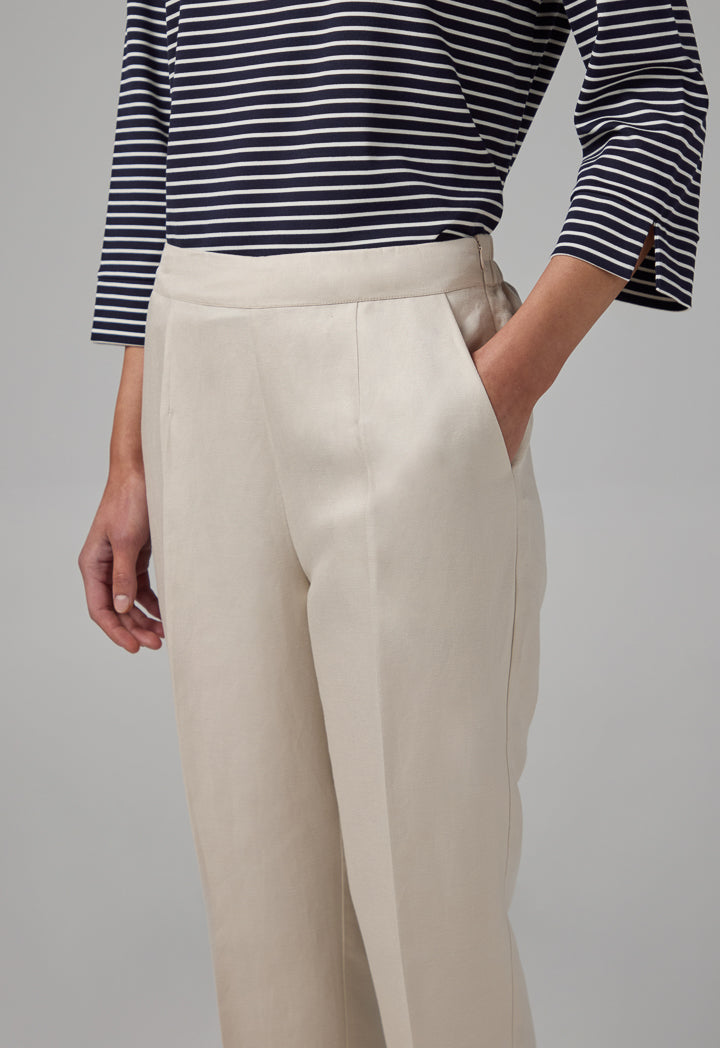 Choice Solid Elastic Waistband Trousers Sand