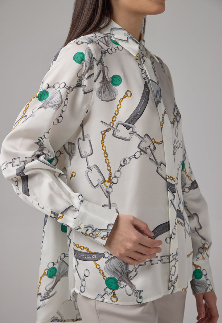 Choice Chain Print Long Sleeves Shirt Multi Color