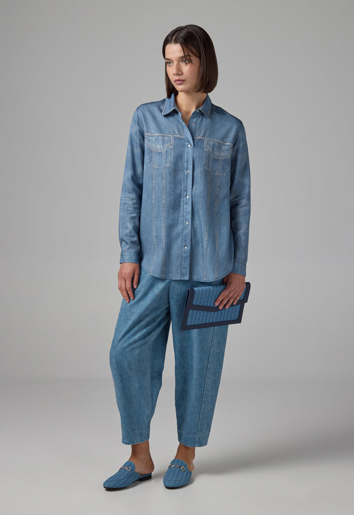 Choice Solid Long Sleeve Shirt  Light Blue