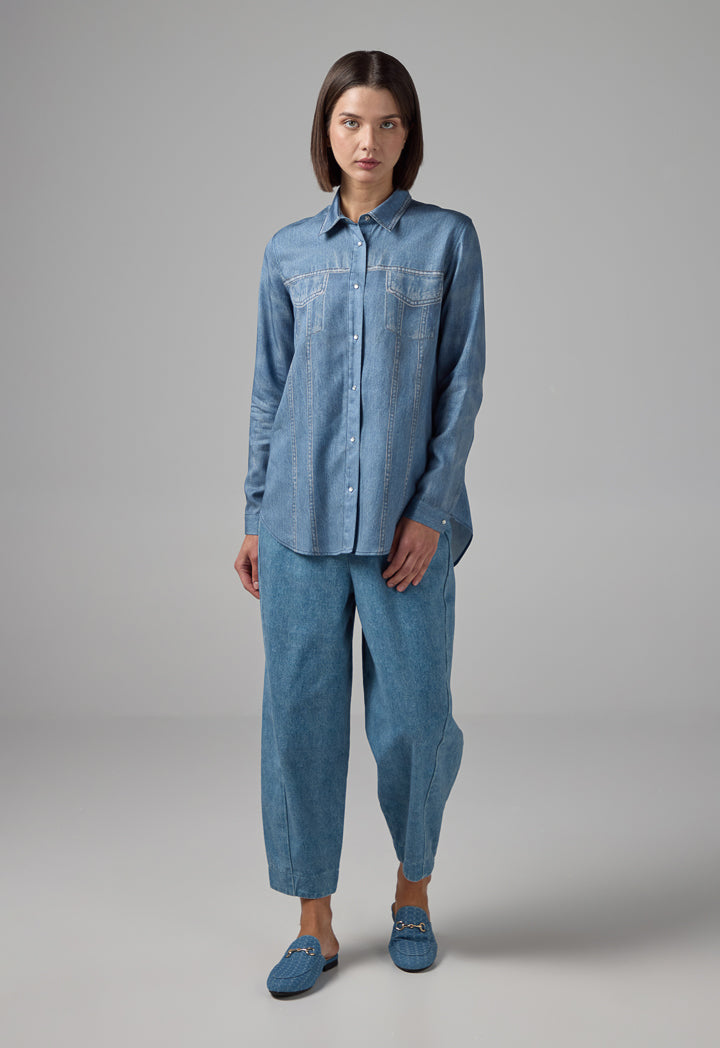 Choice Solid Long Sleeve Shirt  Light Blue