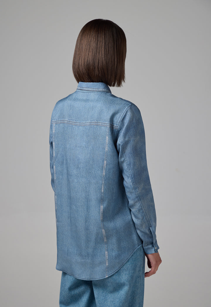 Choice Solid Long Sleeve Shirt  Light Blue
