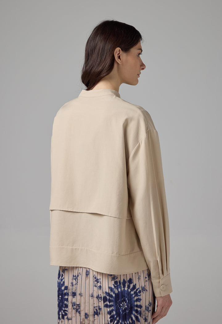 Choice Front Pockets Solid Jacket Beige