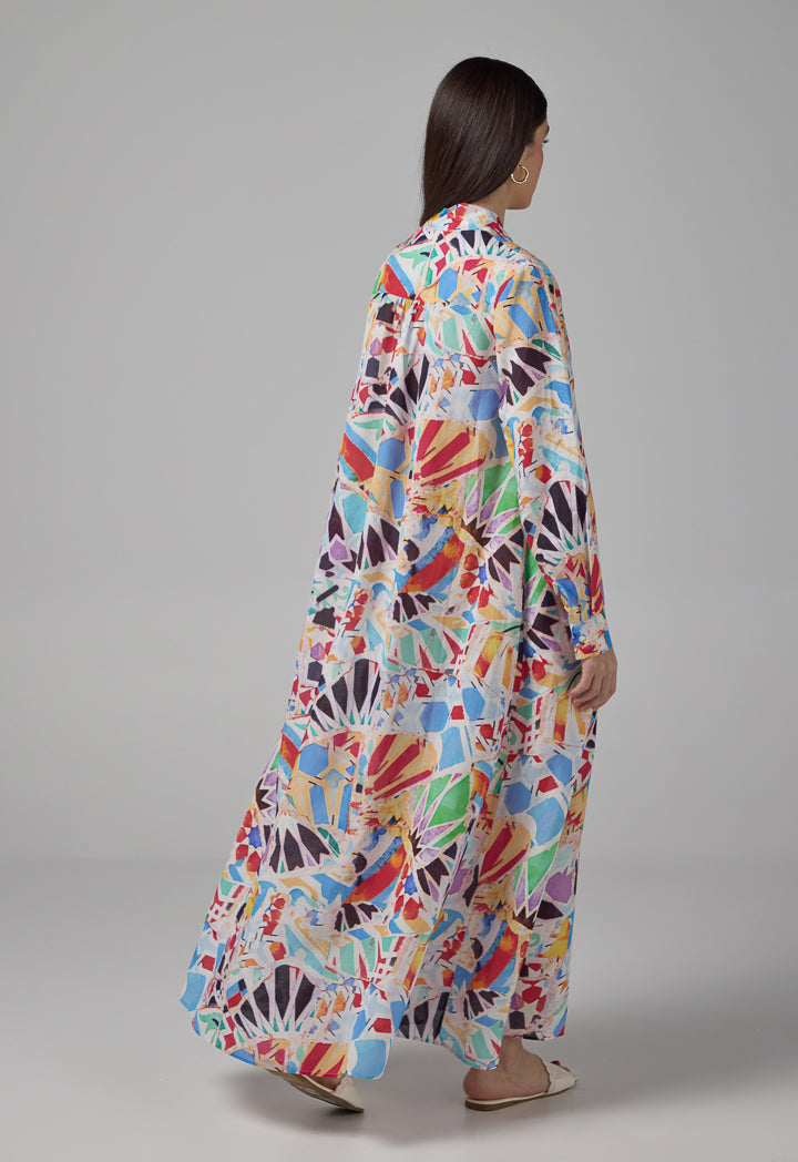Choice Abstract Print V-Neck Dress Multi Color