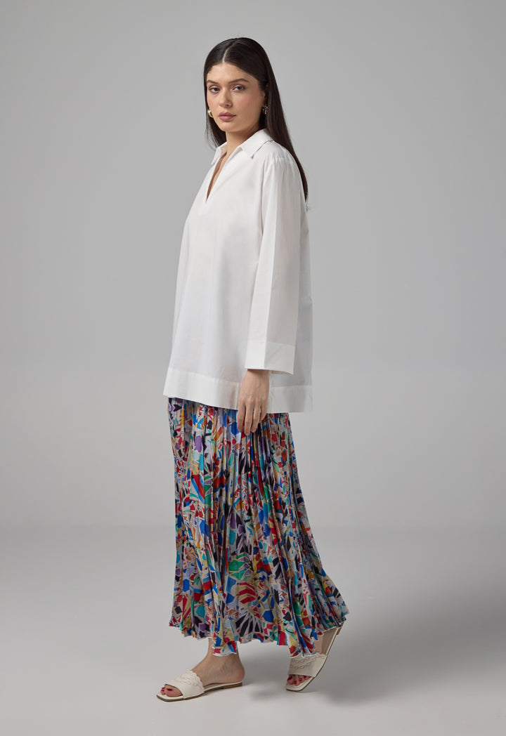 Choice Abstract Print Shirt On The Back With Belt Off White