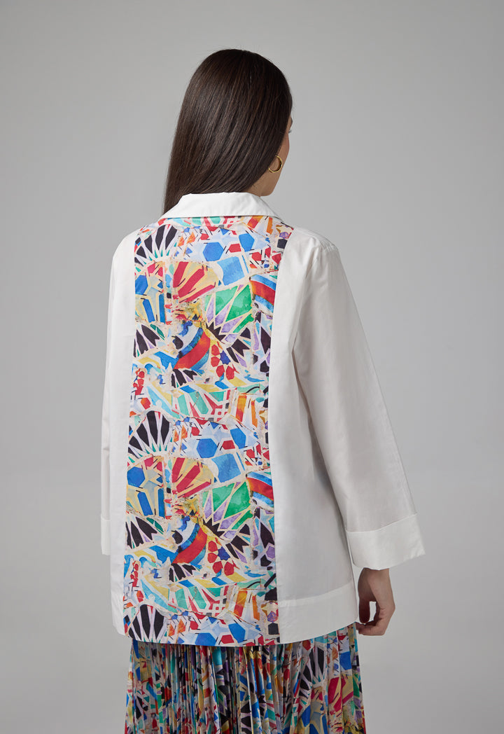Choice Abstract Print Shirt On The Back With Belt Off White
