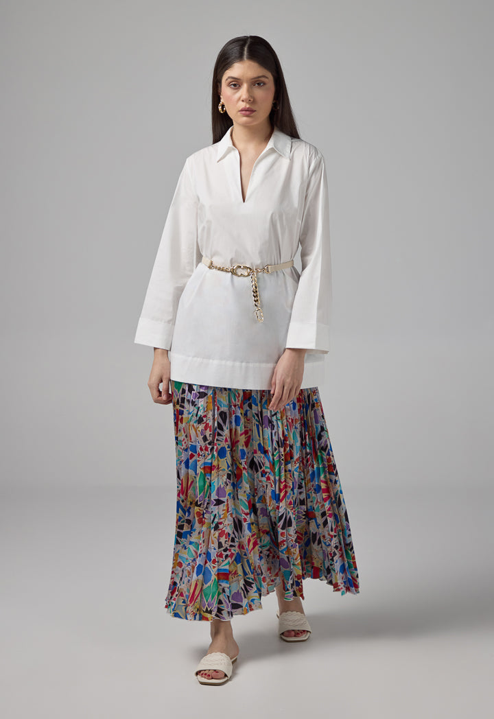 Choice Abstract Print Shirt On The Back With Belt Off White