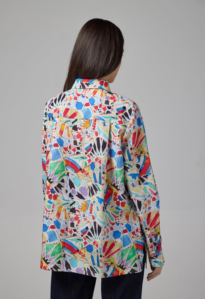 Choice Printed Side Slit Shirt Multi Color