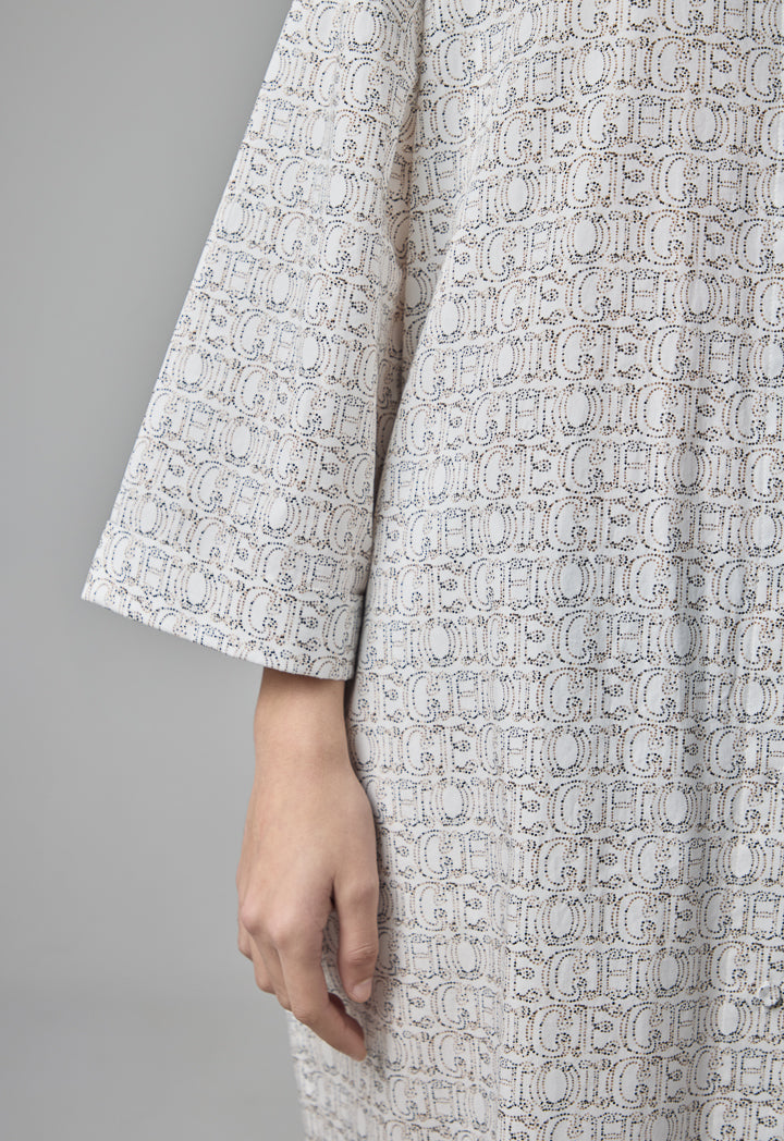 Choice Allover Print Logo Dress Beige/Off White