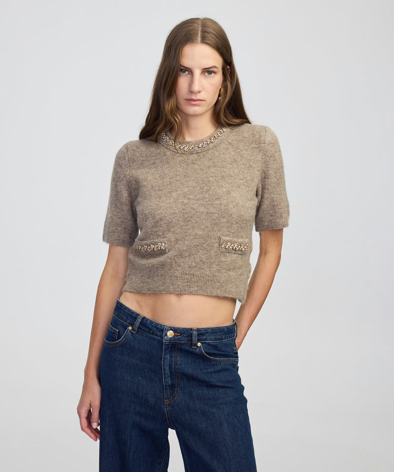 Ipekyol Mixed Stone-Embellished Knit Mink