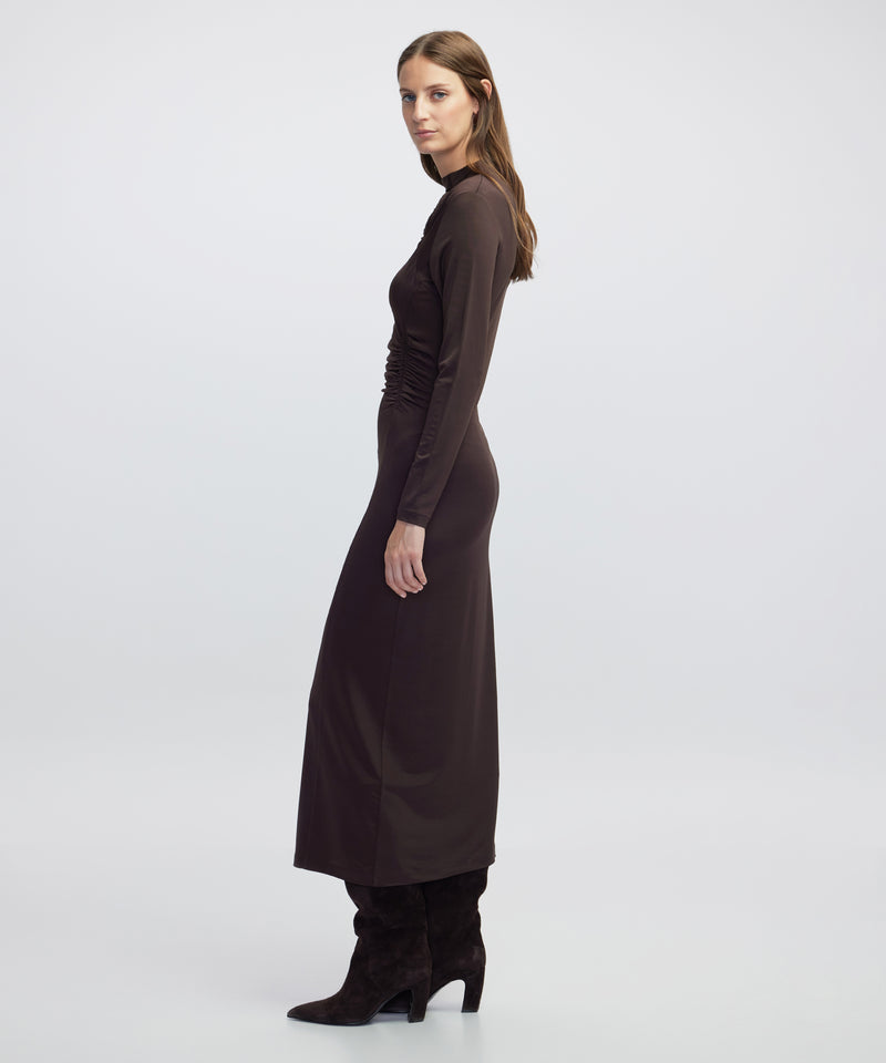 Ipekyol Draped Cutout Dress Brown