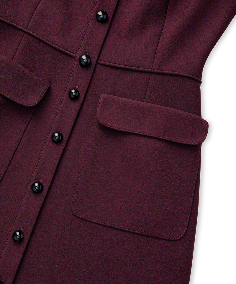 Ipekyol Contrast Button Midi Dress Bordoux