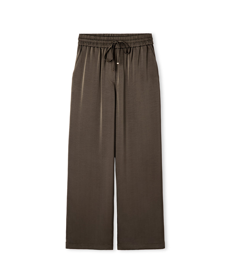 Ipekyol Elastic Waist Wide Leg Trousers Khaki