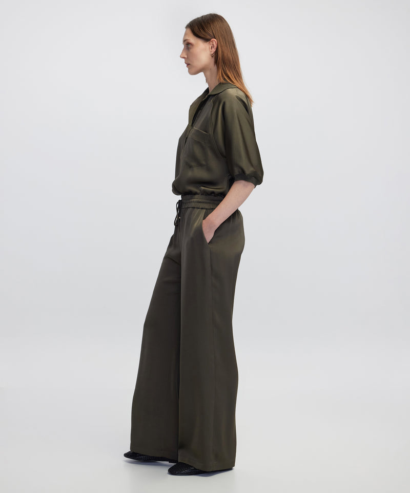 Ipekyol Elastic Waist Wide Leg Trousers Khaki