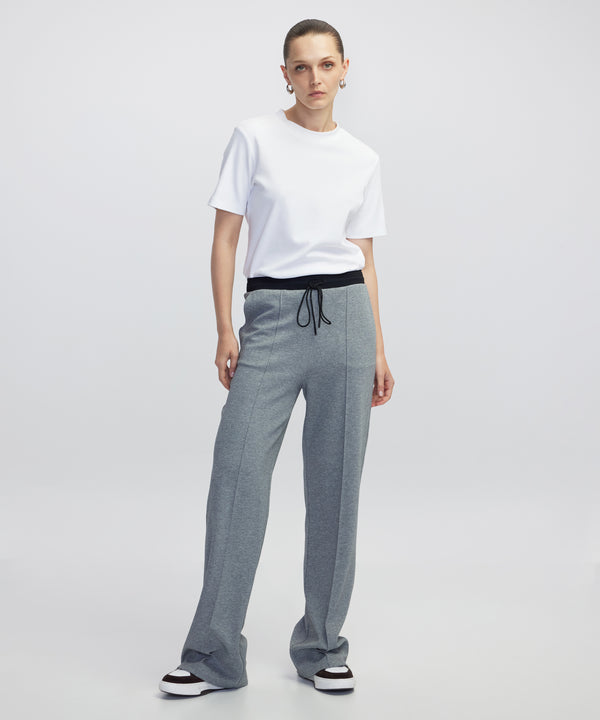 Ipekyol Mixed Media Color-Block Trousers Grey Melange