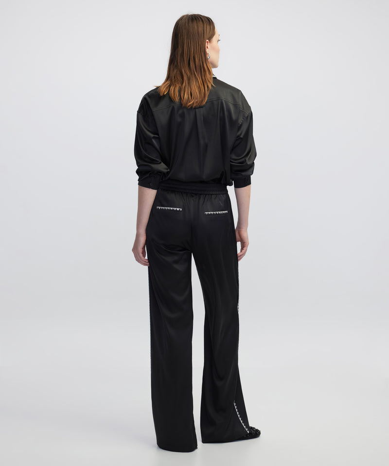 Ipekyol Strass-Trim Wide-Leg Trousers Black