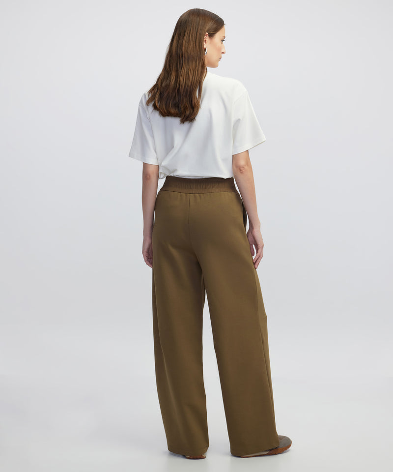 Ipekyol Elastic Waist Wide-Leg Trousers Khaki