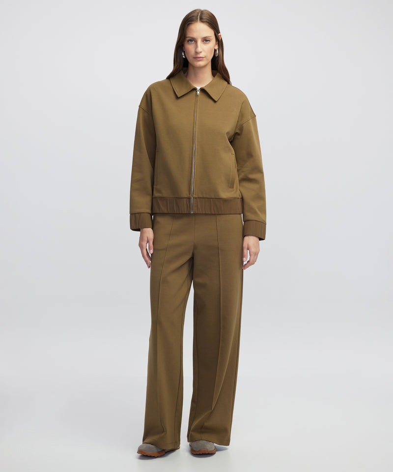 Ipekyol Elastic Waist Wide-Leg Trousers Khaki